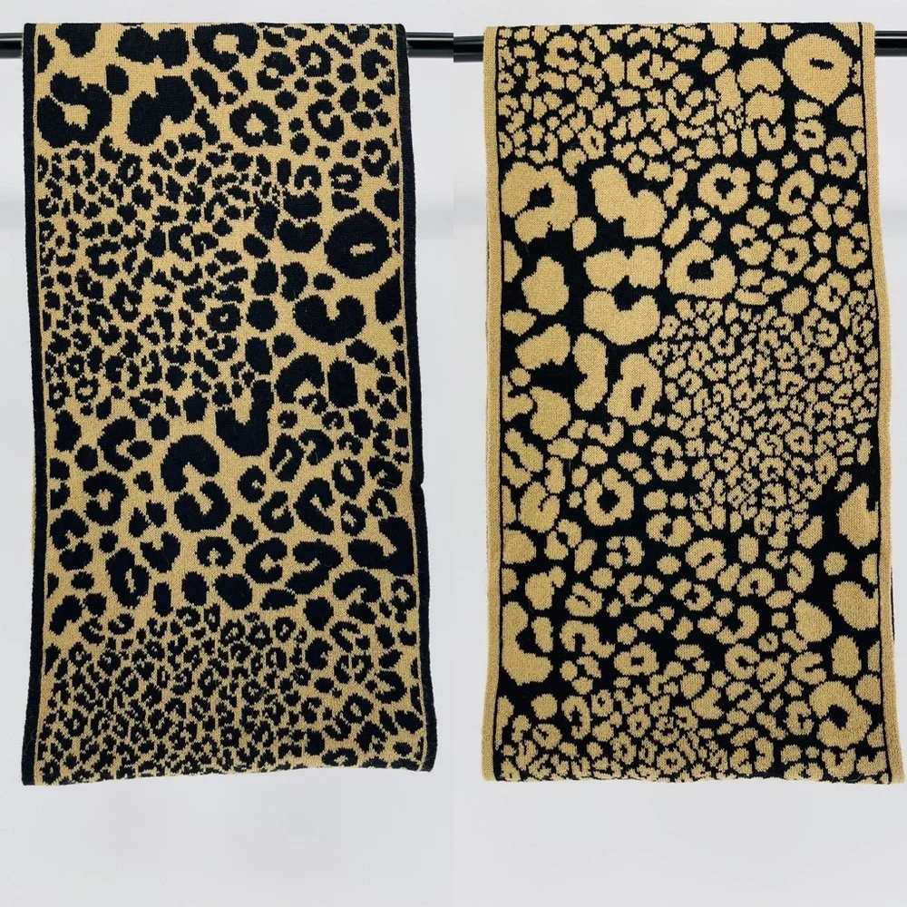 Reversible Leopard Print Knit Infinity Scarf
